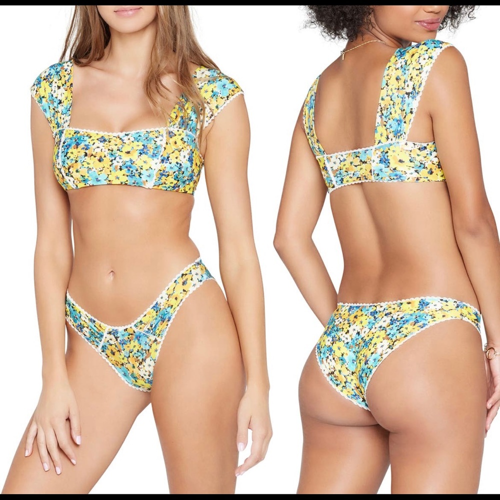 NWOT L*Space Sol Classic Daisy Diamond Floral Bikini Bottoms S